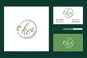 Initial KE Feminine logo collections and business card templat Premium Vector