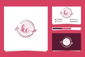 inicial kc femenino logo colecciones y negocio tarjeta templat prima vector