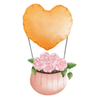 balão de coração aquarela, balão de amor, balão de coração dia dos namorados, elemento de dia dos namorados png