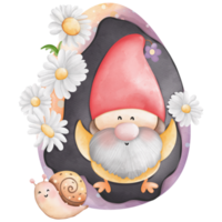 Watercolor cute easter gnome in easter egg, bunny gnome, Spring Rabbit Gnome Easter Elements png