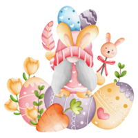 Watercolor cute easter gnome, bunny gnome, Rabbit Gnome Easter Elements png