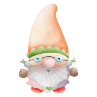 vattenfärg söt påsk tomte, kanin tomte, kanin gnome påsk element png