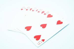 Straight Flush of Heart Any sequence all the same suit, for instance 9-8-7-6-5 in white background photo