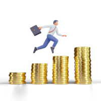 3d illustration successful bussinesman or investor presenting stack of money png