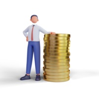 3d illustration successful bussinesman or investor presenting stack of money png