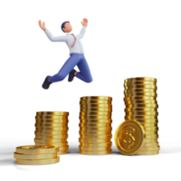 3d illustration successful bussinesman or investor presenting stack of money png