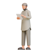 Muslim man Teacher Cartoon 3d Illustration png