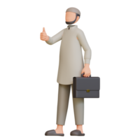 muslim man lärare tecknad serie 3d illustration png