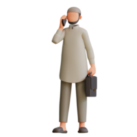 Muslim man Teacher Cartoon 3d Illustration png