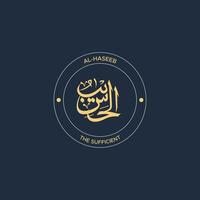 Allah's Name with meaning in Arabic Calligraphy Style vector