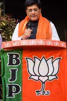 New Delhi, India  - November 27 2022 - Piyush Goyal Cabinet Minister and core member of Bharatiya Janata Party BJP during a rally in support of BJP candidate ahead of MCD local body Elections 2022 photo