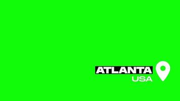 atlanta ciudad de Estados Unidos GPS icono en verde pantalla video