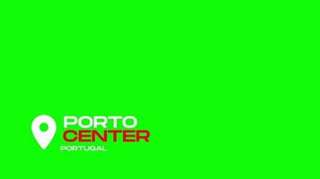 porto centro Portogallo perno inseguitore su verde schermo. perno inseguitore, GPS icona video