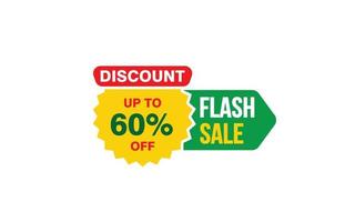 60 Percent FLASH SALE offer, clearance, promotion banner layout with sticker style. vector