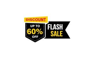 60 Percent FLASH SALE offer, clearance, promotion banner layout with sticker style. vector