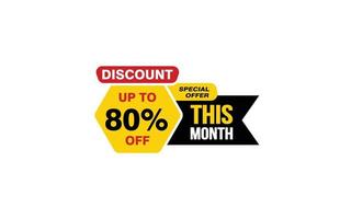 80 Percent THIS MONTH offer, clearance, promotion banner layout with sticker style. vector