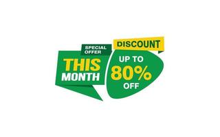 80 Percent THIS MONTH offer, clearance, promotion banner layout with sticker style. vector