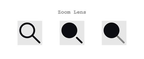 zoom lens icons set vector