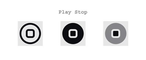 play stop icons set vector
