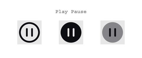 play pause icons set vector