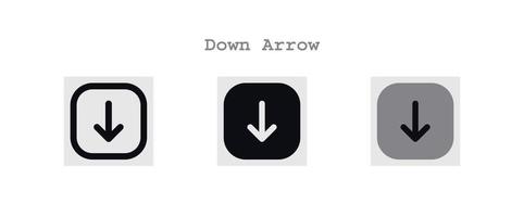 down arrow icons set vector