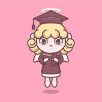 cute cartoon angel graduating from college vector