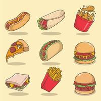 rápido comida dibujos animados colección vector