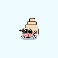 cute cartoon hermit crab vector