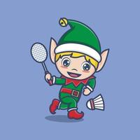 cute cartoon christmas elf vector