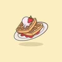 cute cartoon ice cream waffle vector