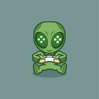 funny gaming cartoon aliens vector