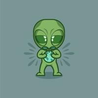 cute cartoon alien with earth vector