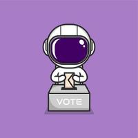 gracioso dibujos animados astronauta votación elección vector