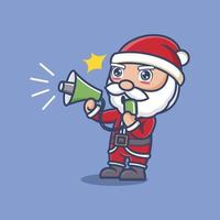 cute cartoon santa claus protesting with a megaphone vector