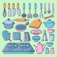 cartoon collection of home kitchen objects vector