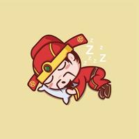 cute cartoon caishen god sleeping vector