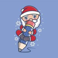 cute cartoon santa claus with a pencil vector