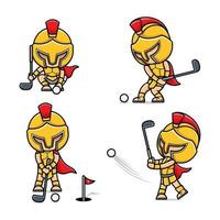 cute cartoon gladiator sports golf vector