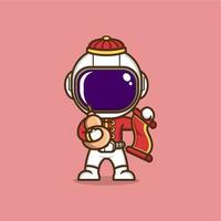 cute cartoon astronaut in chinese new year vector