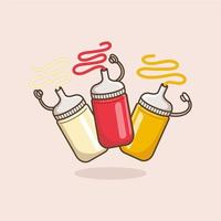 cute cartoon mustard mayonnaise sauce vector