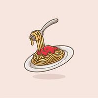 cute cartoon spaghetti vector