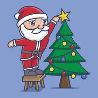 linda dibujos animados Papa Noel claus en Navidad vector