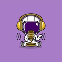 funny cartoon astronaut broadcast podcast vector