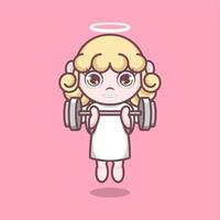 fitness cute cartoon angel vector