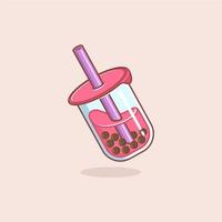 cute cartoon boba drink vector