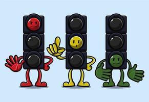 cute cartoon traffic light vector