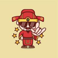 cute cartoon caishen god vector