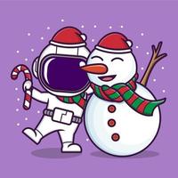 linda dibujos animados astronauta en Navidad vector