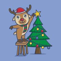 cute cartoon reindeer on christmas vector