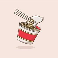 cute cartoon cup noodles vector